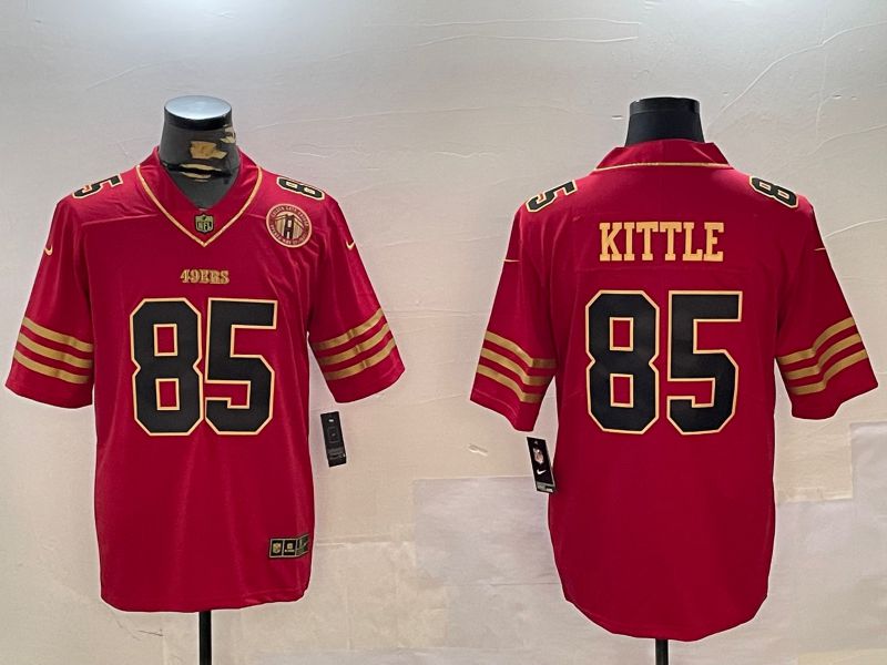 Men San Francisco 49ers 85 Kittle Red Gold 2024 Nike Limited NFL Jersey style 12304